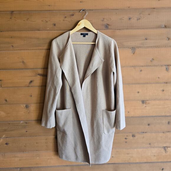 J. Crew Juliette Collarless Sweater Blazer Heathered Khaki Medium Cardigan Top - Picture 2 of 9